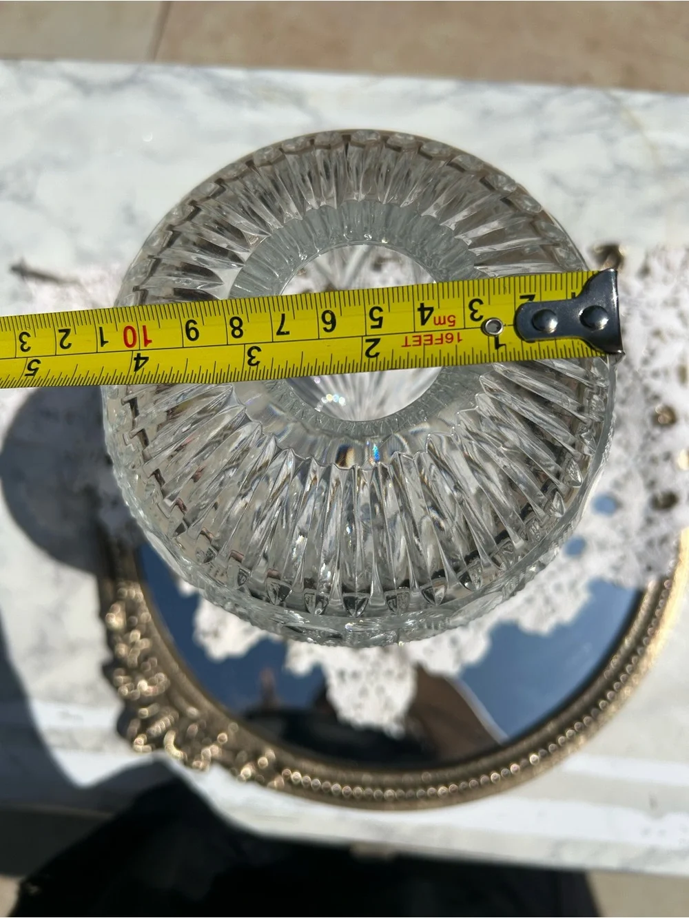 Brass Tripod Stand with Cut Crystal Globe - Clear